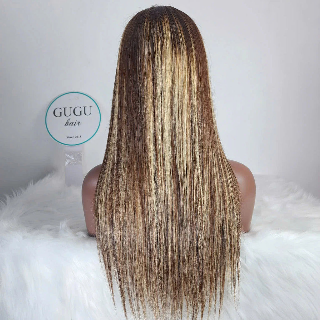 MODERN SHOW Highlight Blonde Colored Human Hair Wigs Highlight Straight Lace Front Wig Highlight Human Hair Wigs