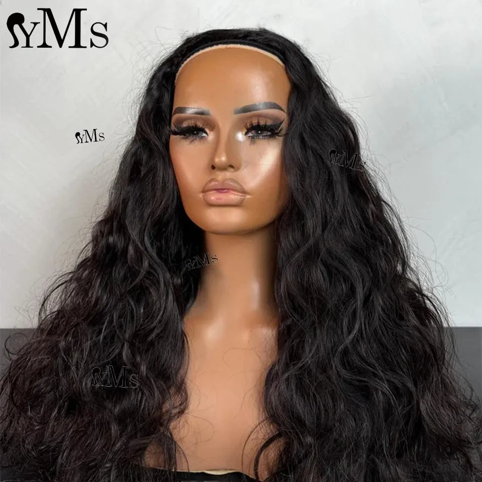 Body Wave Flip Over Human Hair Half Wigs YMS Body Wavy Lace Free Half Wig For Women Invisible Natural Wig For Quickly Install