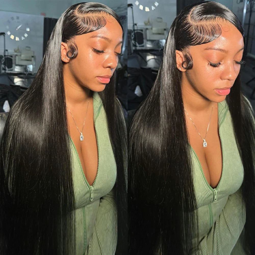 Bone Straight 13x4 Lace Front Wig 13x6 Transparent Peruvian 36Inch Straight Human Hair Wigs For Women 360 Full Lace Frontal Wig