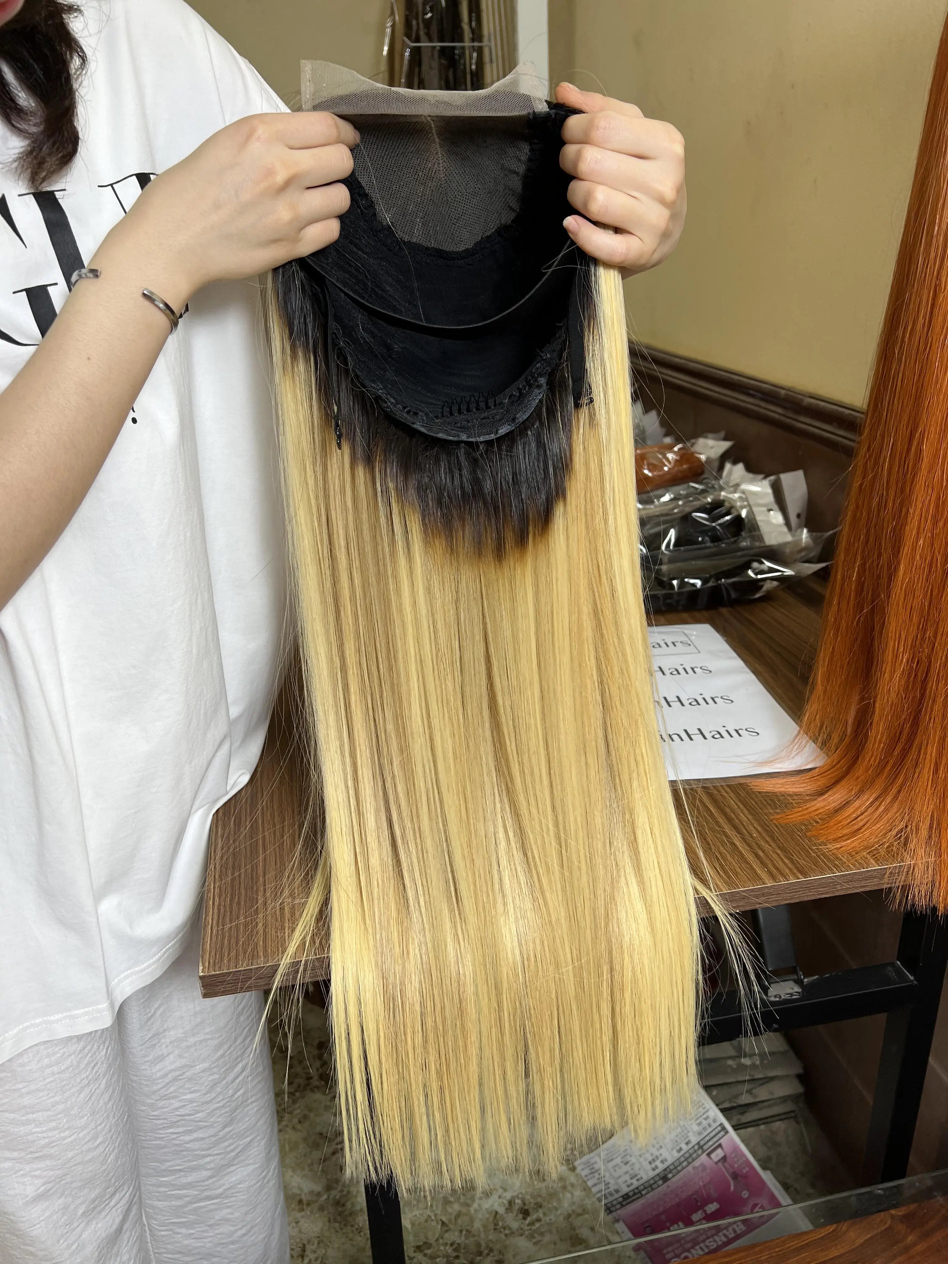 2024 Hot Trend Raw Vietnamese Human Hair 360 Straight Glueless Full HD Transparent Lace Front Wigs Training Heads Black Women