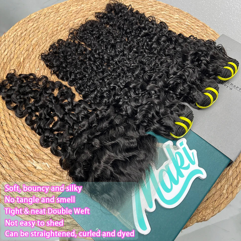 Burmese Curly Bundles With 5x5 HD Transparent Lace Closure 100% Human Hair #1B Natural Color Raw Virgin Hair Weave Extensions