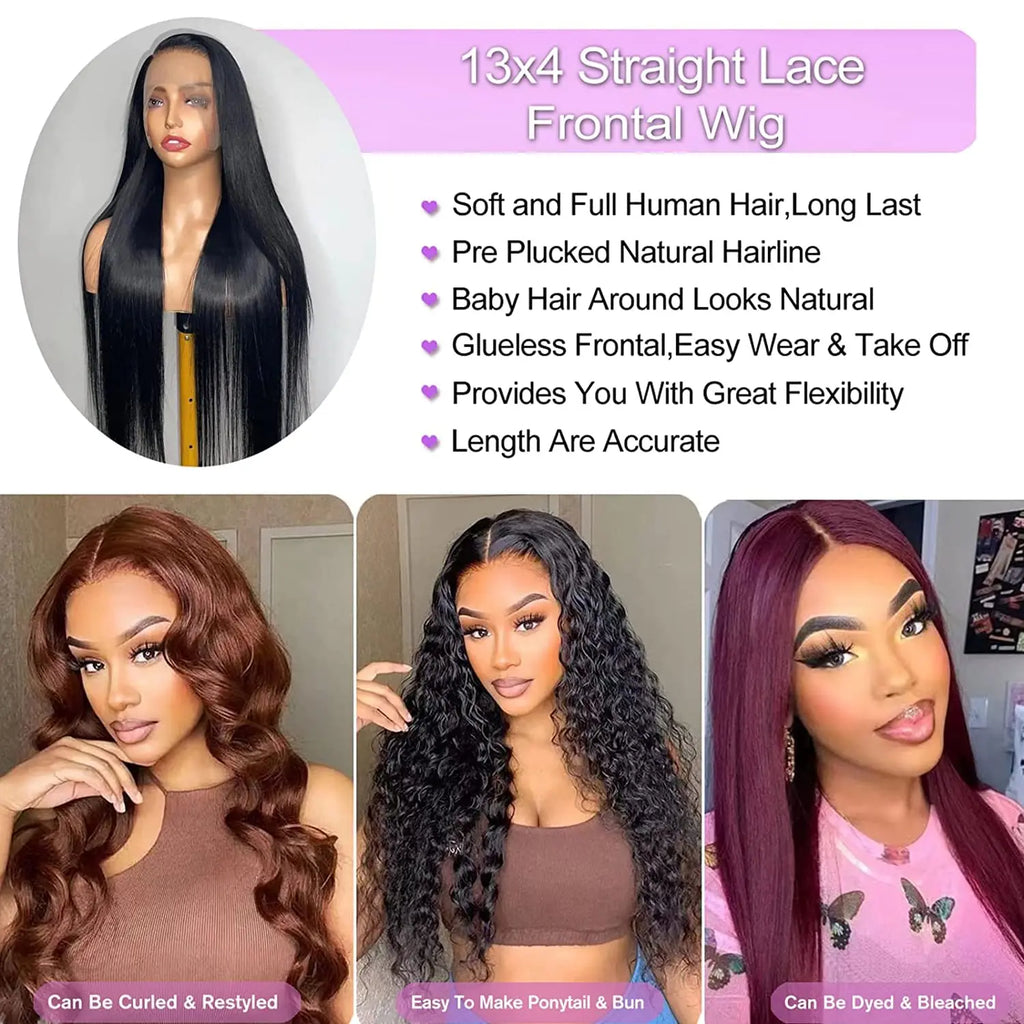 Straight Lace Front Wig 13x6 13x4 360 HD Transparent Lace Frontal Wig Brazilian 5x5 6x4 Glueless Human Hair Wigs for Women