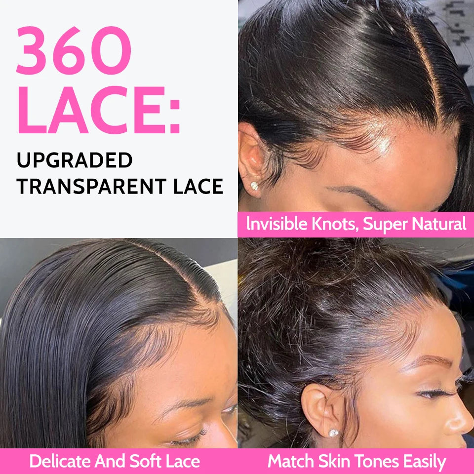 ISEE Hair 360 Glueless Wig Human Hair Ready To Wear Straight Glueless Preplucked Wear And Go Wigs HD full Lace Front Wigs PreCut