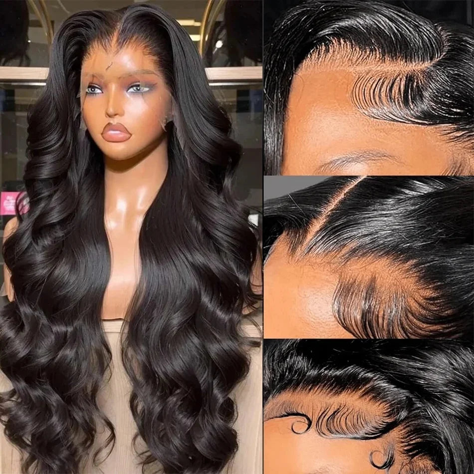 13x6 Hd Body Wave Lace Front Human Hair Wigs 40 Inch 220 Density 13x4 Transparent Lace Wigs For Women Pre Plucked With Baby Hair
