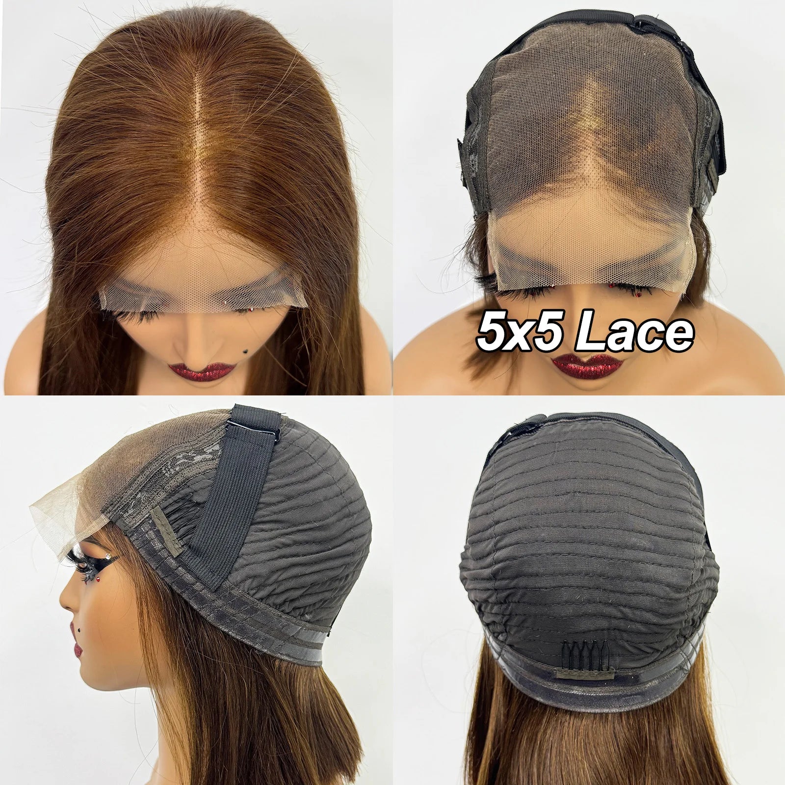 5x5 Transparent Lace Glueless Human Hair Wig 300% Density 24inch Double Drawn Bone Straight 100% Human Hair Wig for Black Women