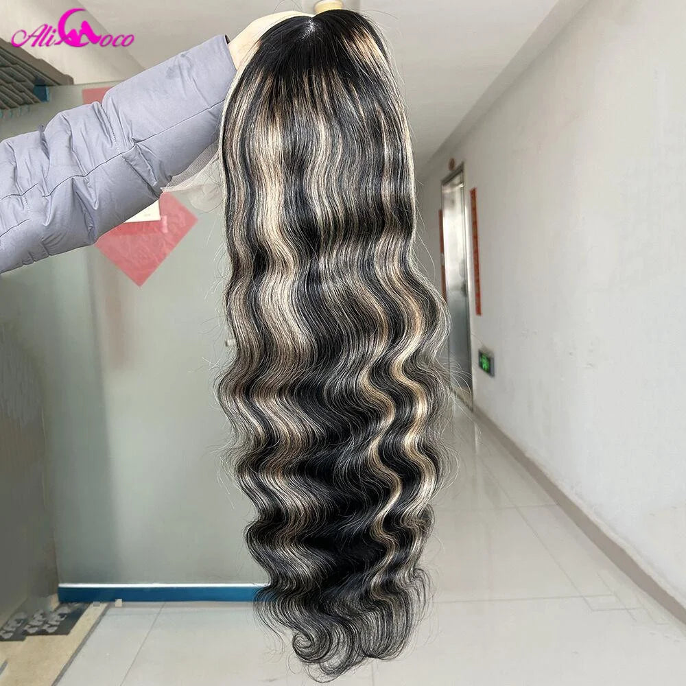 12A Blonde Highlight Wig Human Hair 13X4 13x6 Body Wave Lace Frontal Human Hair Wigs Pre plucked Highlight 5x5 Lace Closure Wigs