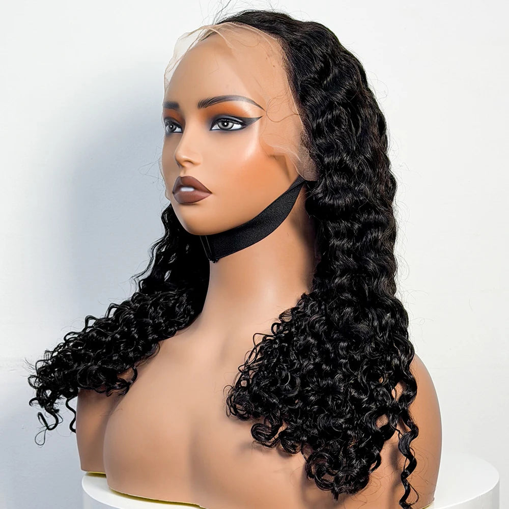 Water Wave Curly Human Hair Wigs 300% Density 13X4 Transparent Lace Frontal Wig 22Inch Natural Highlight Color for Black Women