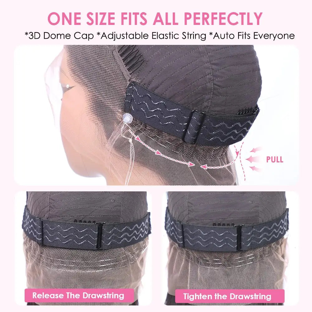 Hidden Strap Burmese Curly Chocolate 360 Lace Front Glueless Wigs Ready To Go PrePlucked Bleached Human Hair Wig With Drawstring