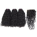 Pixie Curl Hair Bundles with Closure Deep Curly Hair Brazilian Raw Hair Weaving 8-20 Inch Human Hair Loose Deep Wave Extensions