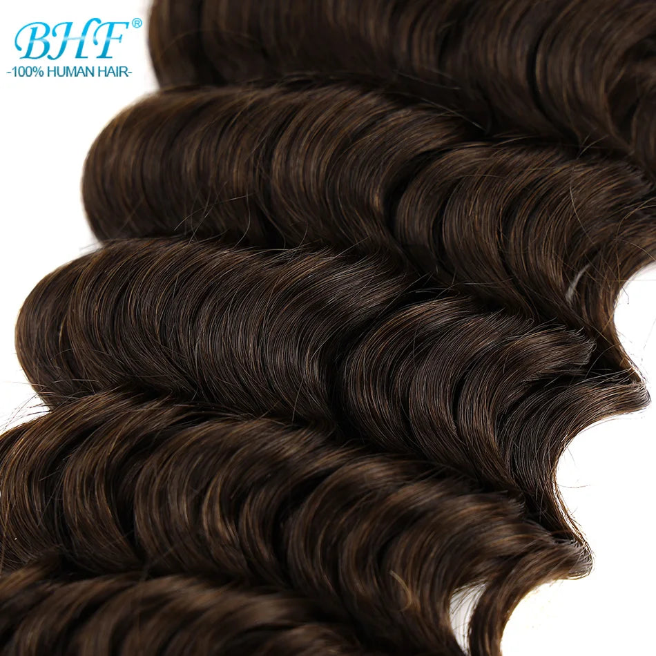 BHF Virgin Human Hair Bundle Curly Weft Extensions Highlight Double Drawn Human Hair Weaves Ocean Deep Wave Bundles Braid Hair