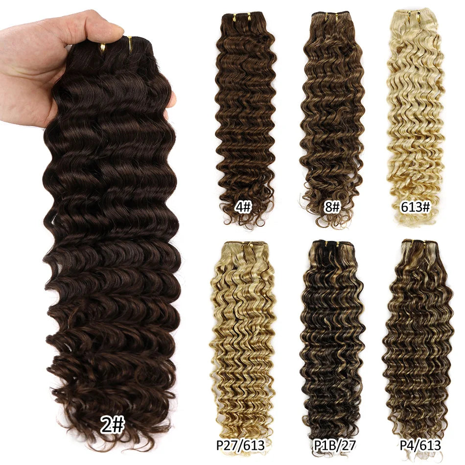 BHF Virgin Human Hair Bundle Curly Weft Extensions Highlight Double Drawn Human Hair Weaves Ocean Deep Wave Bundles Braid Hair