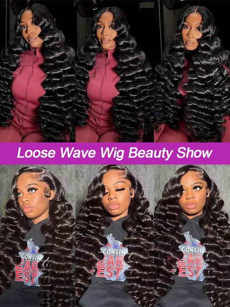 40 Inch HD Loose Deep Wave 13x6 Lace Front Human Hair Wigs Brazilian Curly Water Wavy 13x4 360 HD Transparent Lace For Women 250% High Density Pre Plucked Baby Hair 100% Natural Wave Human Hair Wigs