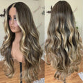 Brown Highlight Blonde U Part Wig Human Hair Adjustable Natural Body Wave 1*4 Size V Part Wig Human Hair Easy Wear for Women
