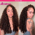 Burmese Curly Half Wig With Drawstring Chocolate Brown Vietnamese Glueless Raw Human Hair Wig Seamless Clip 3 IN 1 Half Wig
