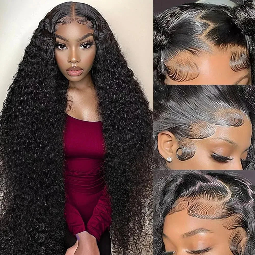 250 Density 13x6 Hd Lace Frontal Wigs Brazilian 32 34 40 Inch Deep Wave Curly Human Hair Wigs For Black Women Preplucked