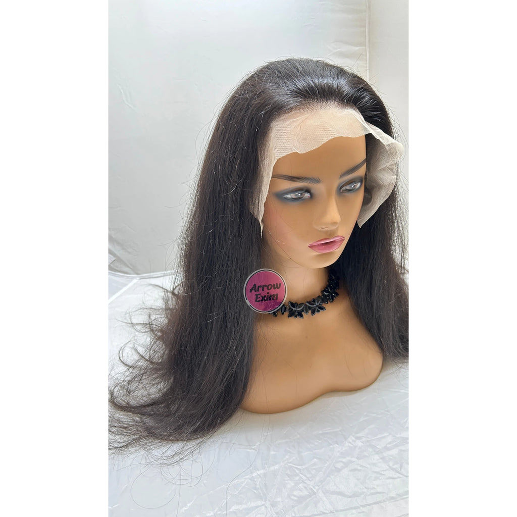 Raw Natural Remy Indian 13x4 Front for Lace Glueless 180% Density Transparent Human Hair Wigs Medium Length All Colors