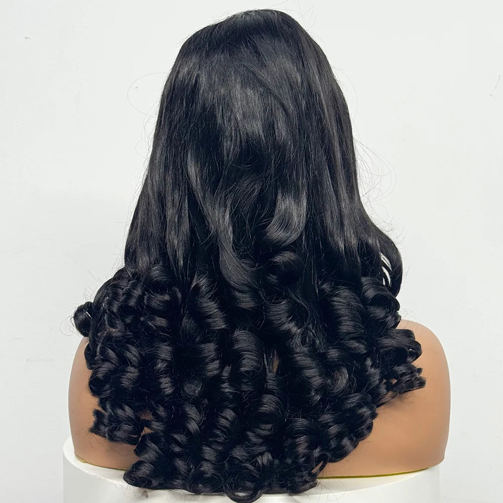 300% Density Glueless Wig 5X5 Transparent Lace Frontal Closure Wig Spiral Curl Side Part Human Hair Wig Loose Curly Wigs 22Inch