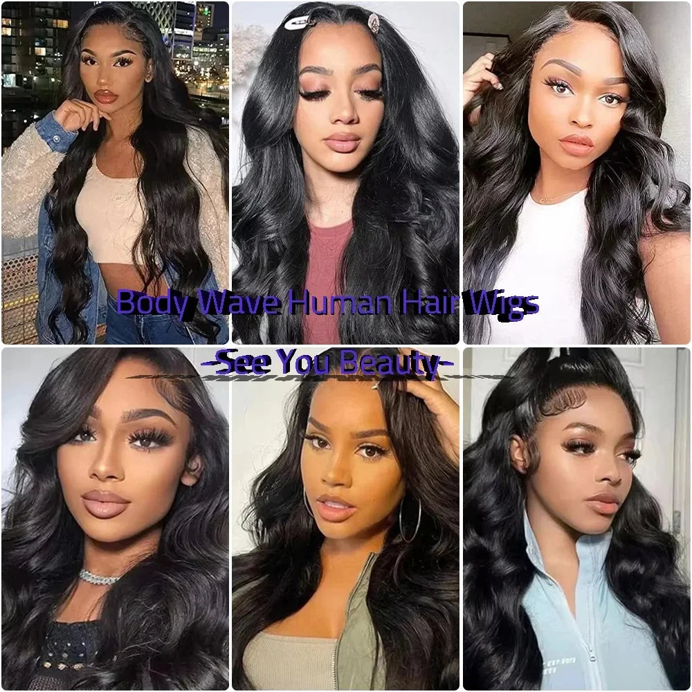13x6 Hd Body Wave Lace Front Human Hair Wigs 40 Inch 220 Density 13x4 Transparent Lace Wigs For Women Pre Plucked With Baby Hair