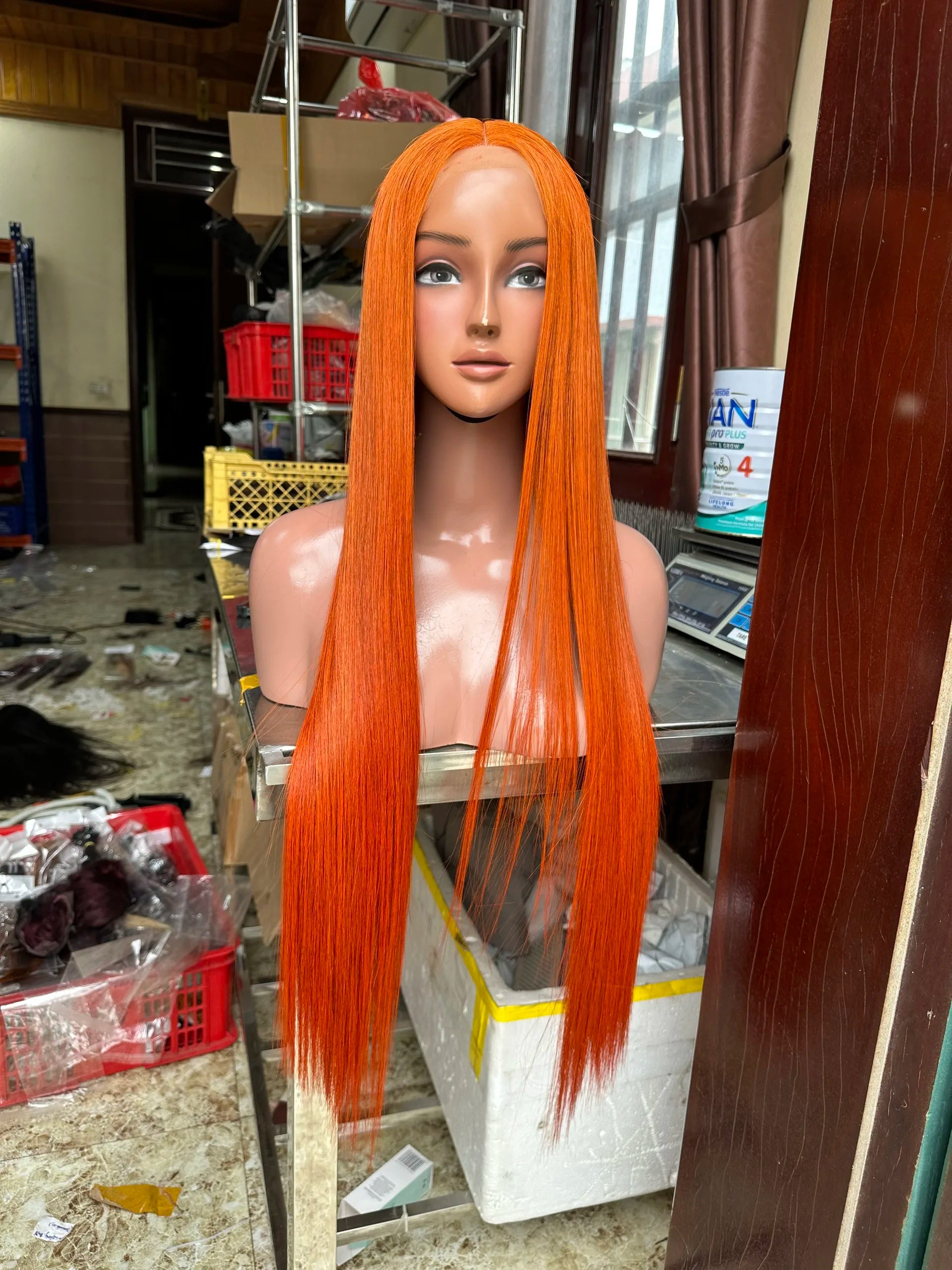 Hot Wholesale Trend Raw Vietnamese Human Hair Bonestraight Full HD Transparent Front Wigs Training Heads Black Women