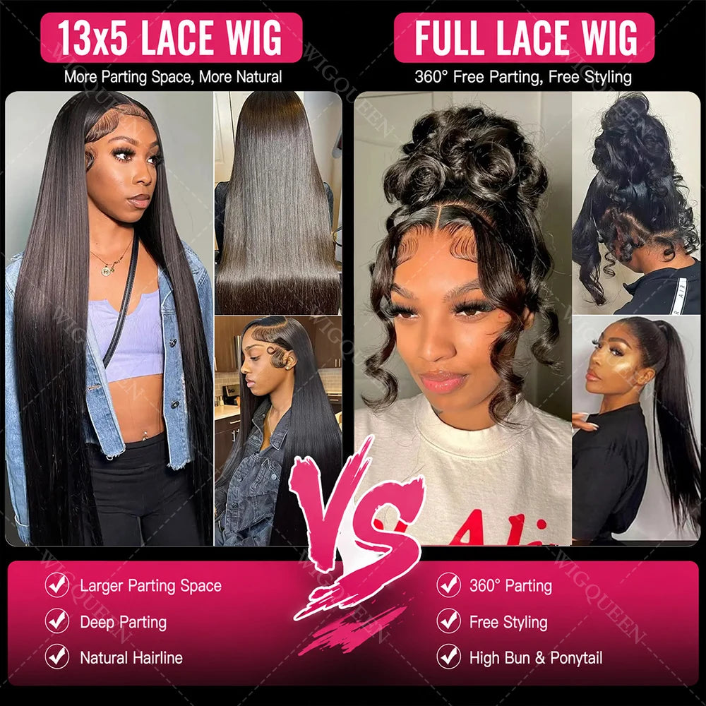 Skinlike Real HD 360 Straight Full Lace 100% Hand-tied Wigs Can ponytail Natural Black 13x5 Lace Frontal Glueless Wig For Woman