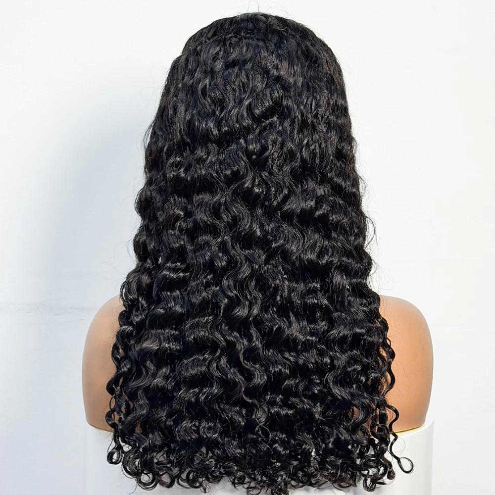 Water Wave Curly Human Hair Wigs 300% Density 13X4 Transparent Lace Frontal Wig 22Inch Natural Highlight Color for Black Women
