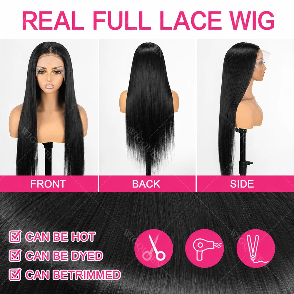 Skinlike Real HD 360 Straight Full Lace 100% Hand-tied Wigs Can ponytail Natural Black 13x5 Lace Frontal Glueless Wig For Woman