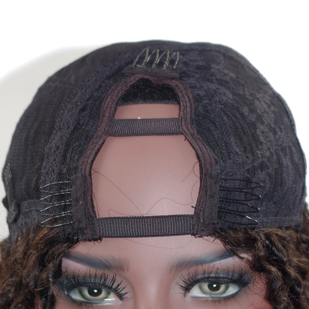 Honey Blonde Deep Wave Ombre Balayage Human Hair U Part Wig for Black Women Easy Wear V Part Wig with Clips&Combs Women Wigs
