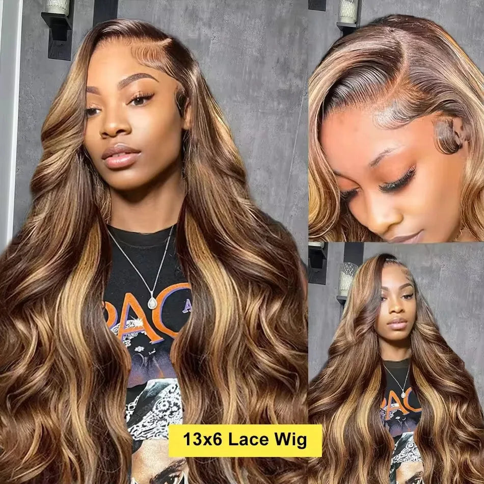 13x6 Glueless Highlight Hd Lace Frontal Wig Human Hair Ombre Colored Honey Blonde Human Hair Wigs Body Wave For Women 5x5 4x4