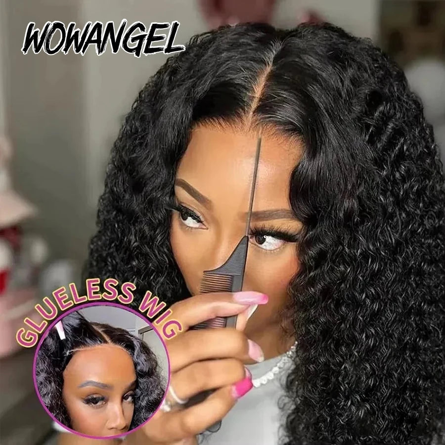 WOWANGEL 34 inch 250% Water Wave 5x5 HD Lace Closure Wigs Pre Plucked Curly Glueless Wig Ready to Wear Human Hair Wigs For Women