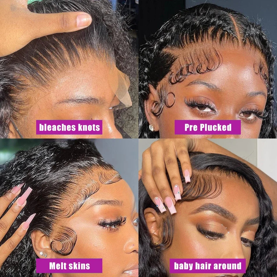 Curly Short Bob Wig 13x4 Lace Front Human Hair Wigs For Women Brazilian HD Lace Frontal Wig Glueless Closure Wig Water Deep Wave