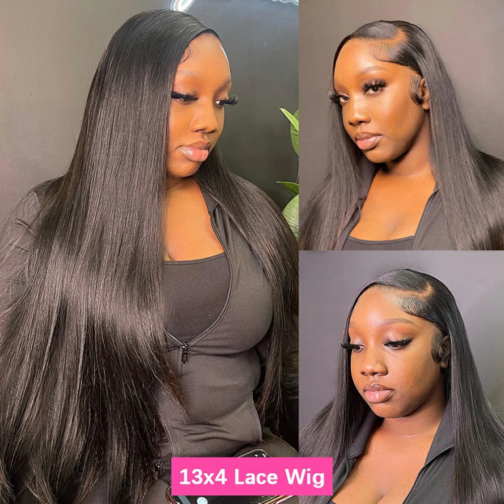 Bone Straight 13x4 Lace Front Wig 13x6 Transparent Peruvian 36Inch Straight Human Hair Wigs For Women 360 Full Lace Frontal Wig