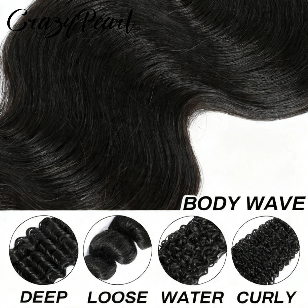 Human Hair Bundles with Closure Body Wave Bundles with Lace Closure Brazilian Human Hair Weave Virgin Hair Weft Natural Color