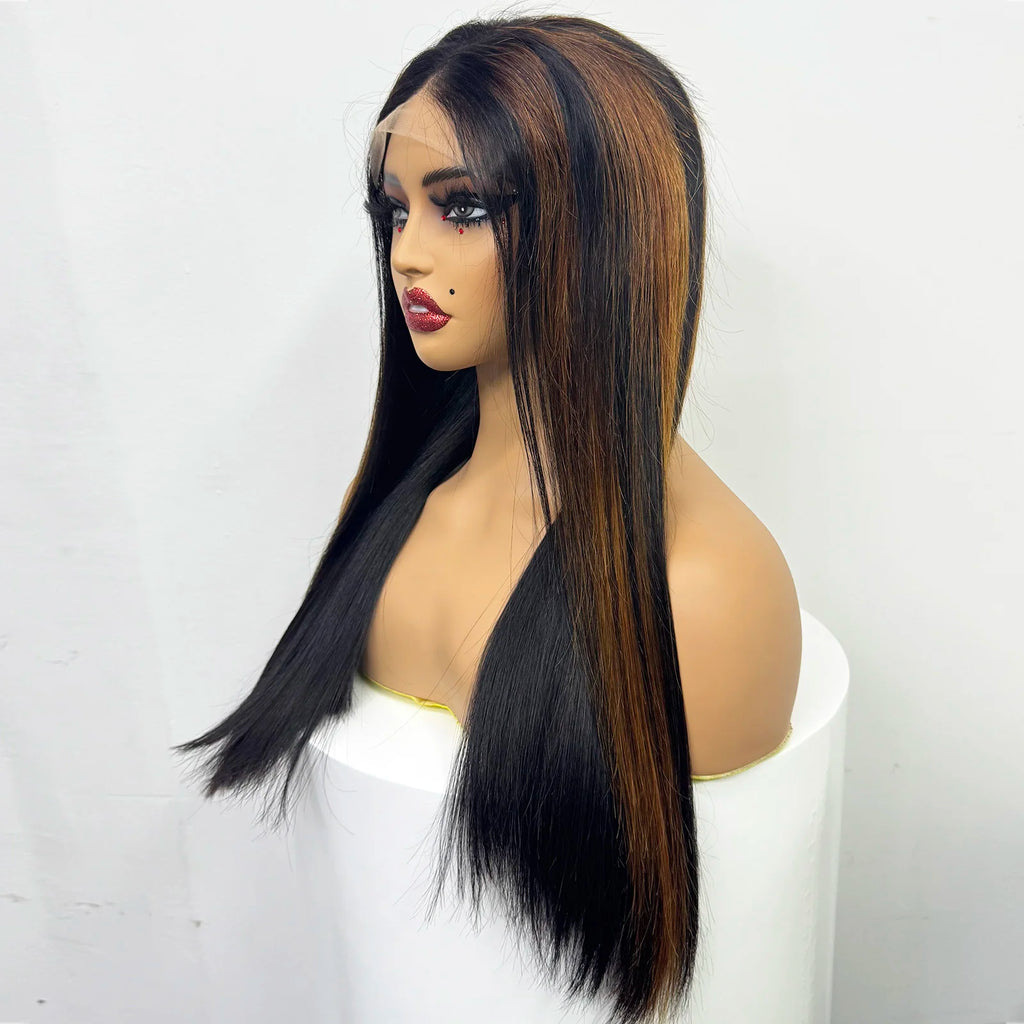 5x5 Transparent Lace Glueless Human Hair Wig 300% Density 24inch Double Drawn Bone Straight 100% Human Hair Wig for Black Women