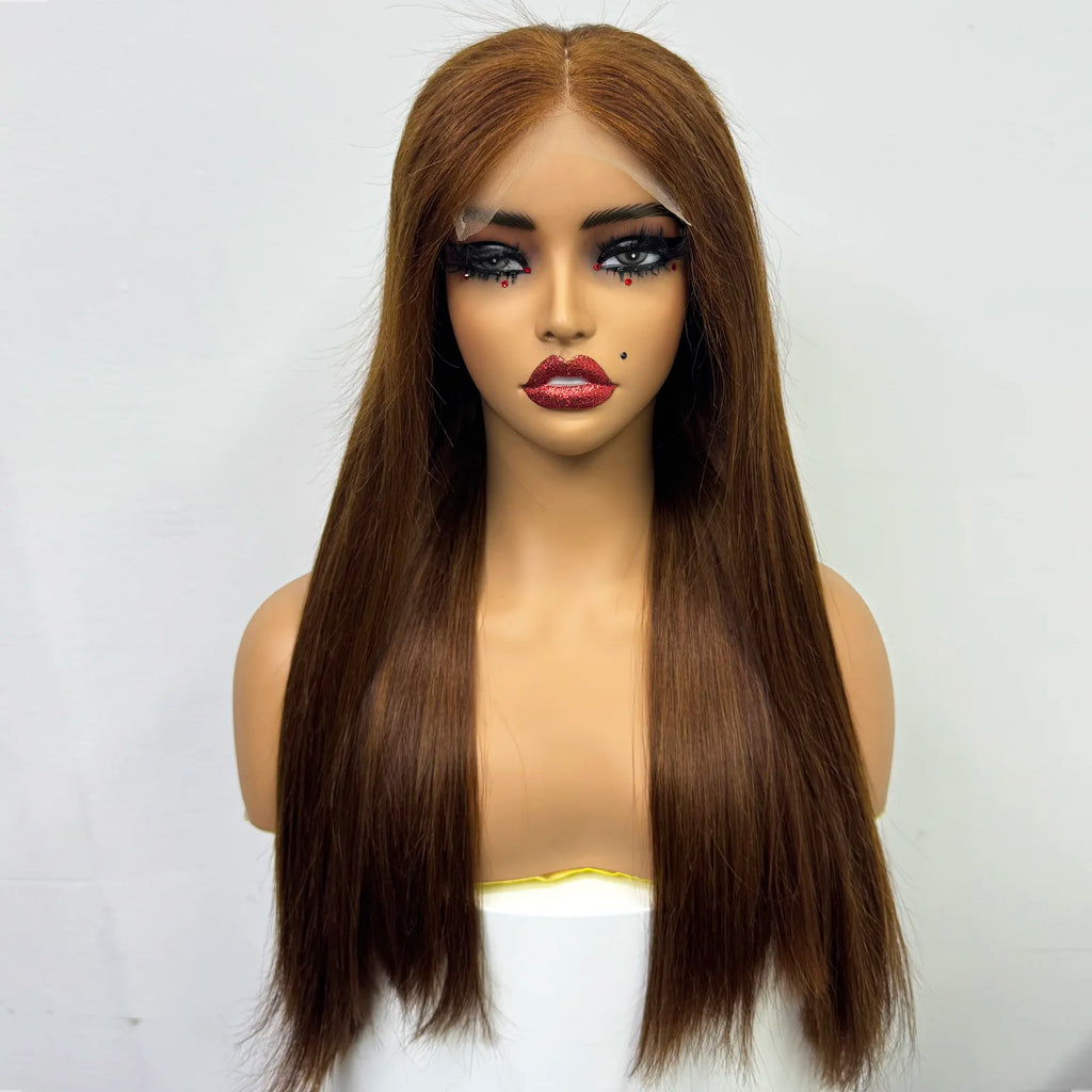 5x5 Transparent Lace Glueless Human Hair Wig 300% Density 24inch Double Drawn Bone Straight 100% Human Hair Wig for Black Women