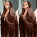 Premium Chocolate Brown Colored 13x4 HD Lace Front Human Hair Wigs 46 Long Inch Raw Indian Straight Human Hair Frontal Wigs