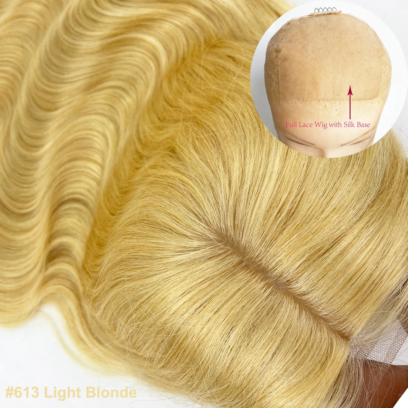 Full Lace Silk Top Wig 613 Light Blonde Natural Wave Brazillian Remy Hair Wig Transparent Lace Silk Base Wigs Glueless