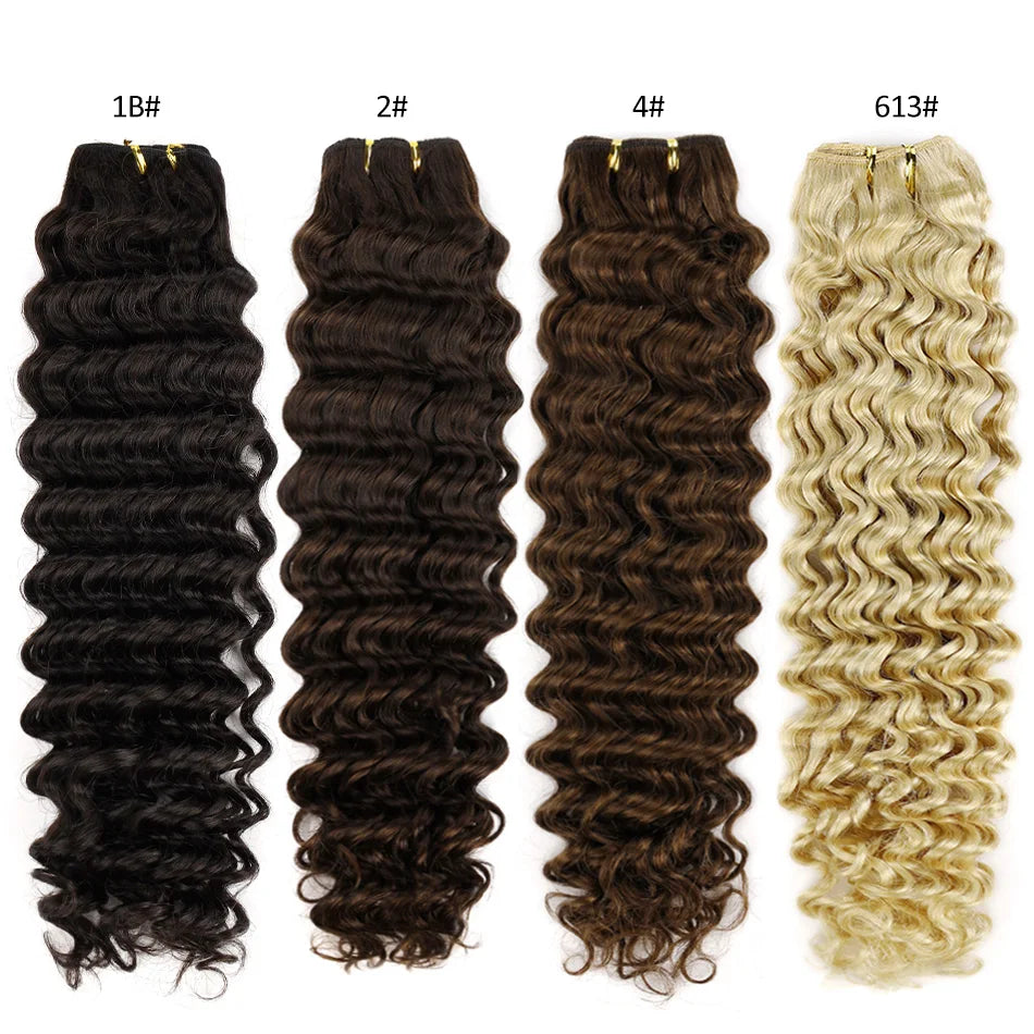 BHF Virgin Human Hair Bundle Curly Weft Extensions Highlight Double Drawn Human Hair Weaves Ocean Deep Wave Bundles Braid Hair