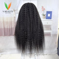 Yaki Straight 13x4 Lace Front Human Hair Wig Natural Black T1B/4 350% Density Kinky Straight Peruvian Hair Wig For Black Women