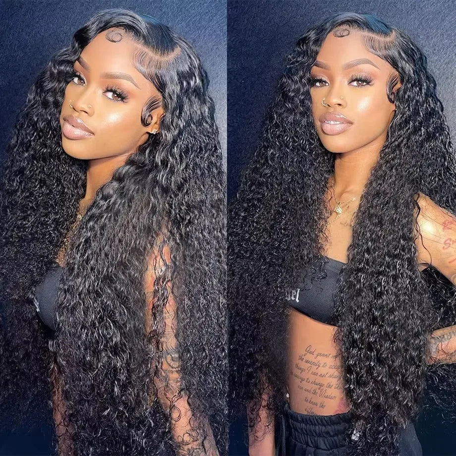 13x6 HD Lace Front Water Curly Wave Human Hair Wigs 40 Inch Long Exotic Jerry Curly Human Hair Frontal Wigs Full Bouncy