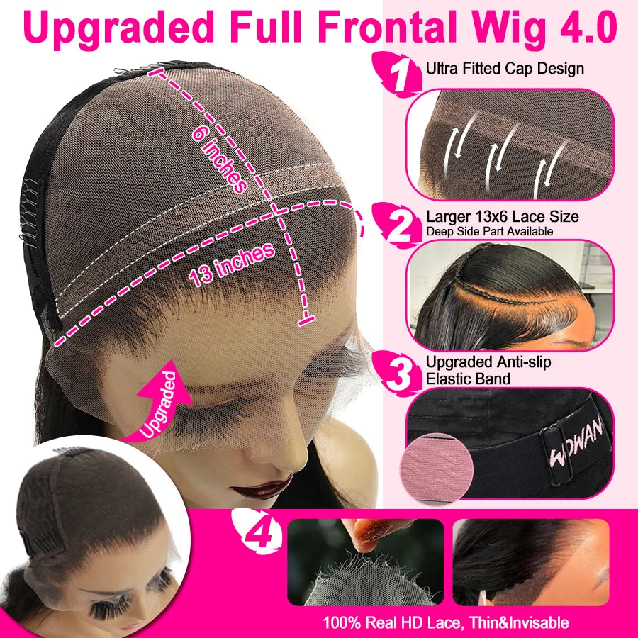 Wow Angel 13x6 HD Lace Front Wigs 250% Virgin Hair Body Wave Human Hair Wigs Skinlike HD Lace Wigs Pre Plucked Glueless Wigs