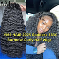 Flip Over Wig 3B3C Burmese Curly Half Wigs Human Hair YMS 350% High Density 3B3C Goddess Burmese Curly Half Wigs With Drawstring