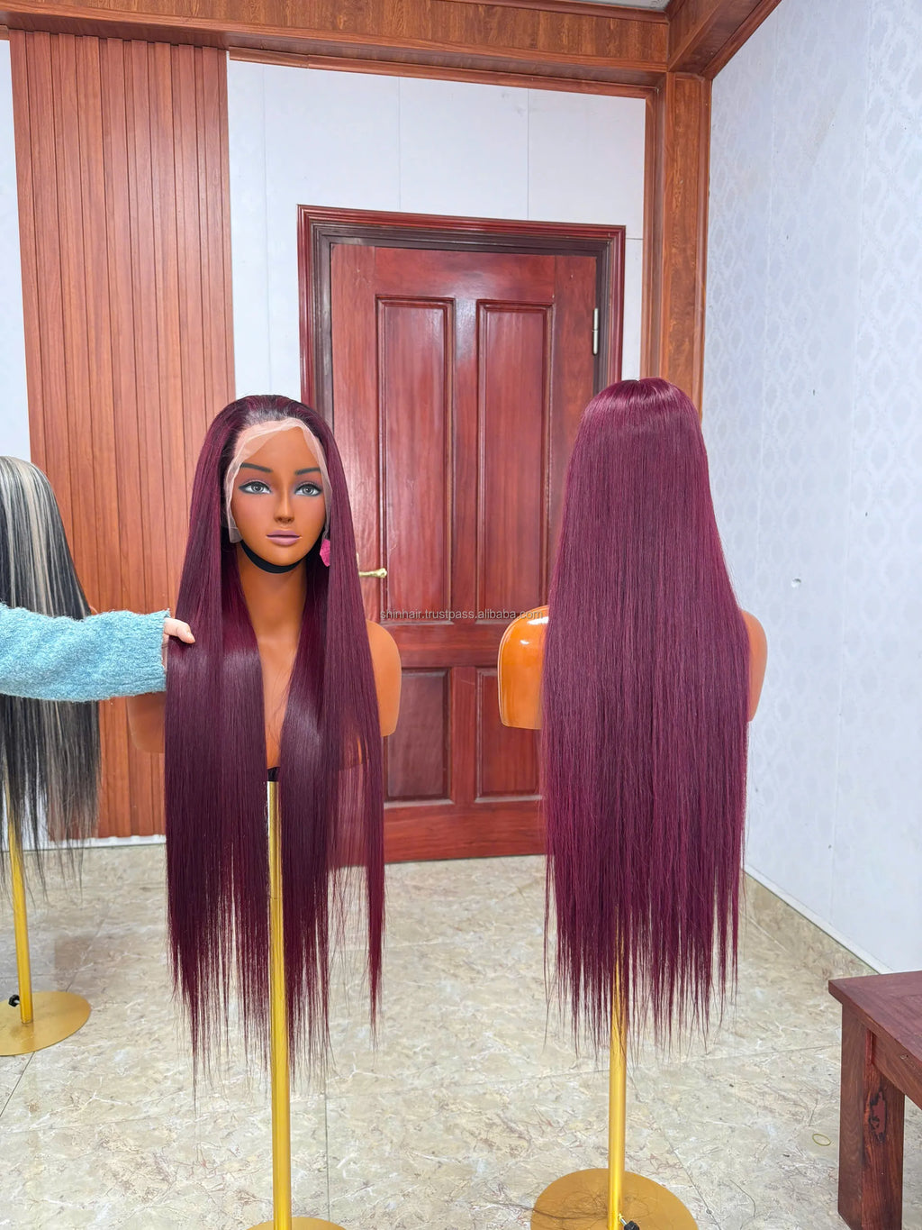 200% Density 99J Burgundy Straight 13x4 HD Lace Front 30-Inch 99J Black Women's Lace Front Human Hair Wigs