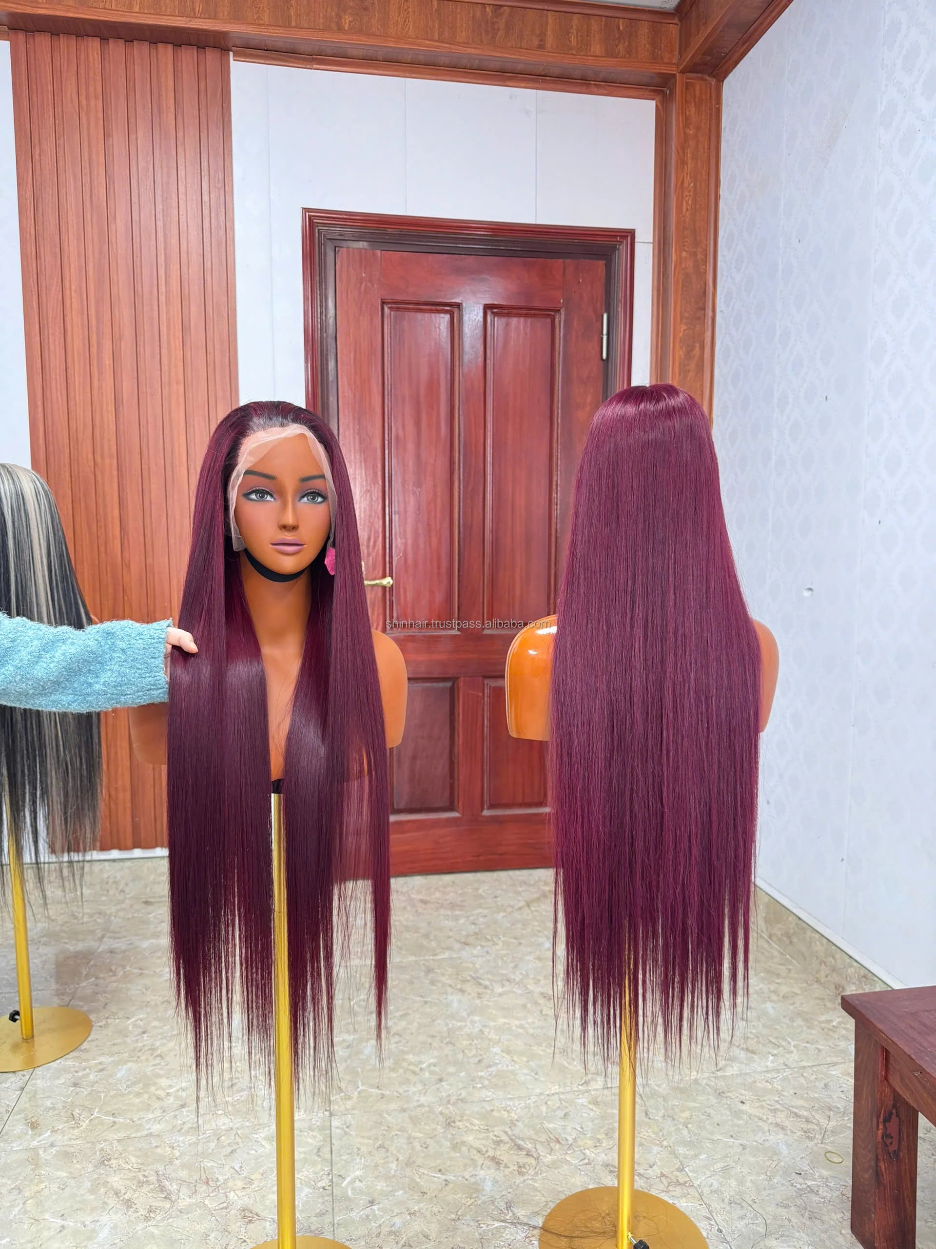 200% Density 99J Burgundy Straight 13x4 HD Lace Front 30-Inch 99J Black Women's Lace Front Human Hair Wigs