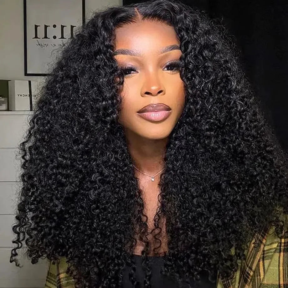 Kinky Curly Wigs 13x6 HD Lace Frontal Wig Glueless Human Hair 4C Afro Curly Lace Front Human Hair Wigs 7x5 HD Lace Closure Wigs