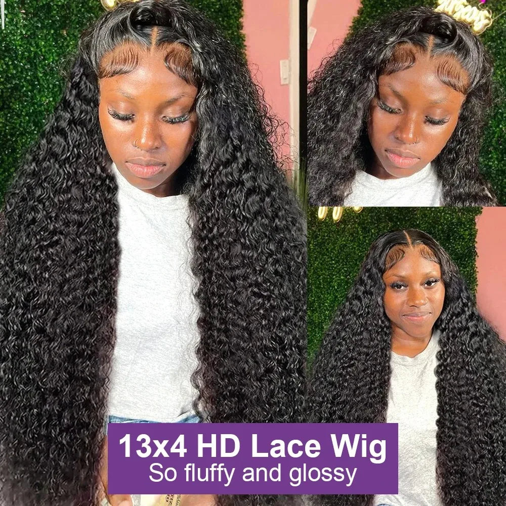 250 Density 13x6 Hd Lace Frontal Wigs Brazilian 32 34 40 Inch Deep Wave Curly Human Hair Wigs For Black Women Preplucked
