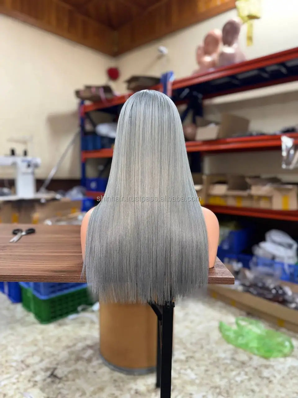 100% Raw Vietnamese Grey Color 18 Inches Bone Straight Human Hair Wigs Double Drawn Long Length Vendor