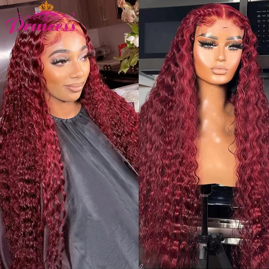 Princess 13x4/13x6 HD Transparent Lace Front Human Hair Wigs PrePlucked Brazilian Deep Wave Lace Frontal Wig with Baby Hair