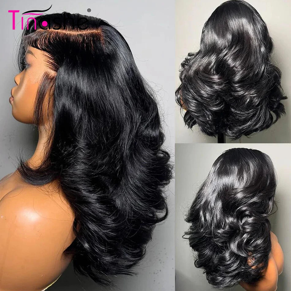 Tinashe Layered Cut Loose Body Wave 6×5 HD Lace Wig Double Drawn Pre Bleached Wear&Go Glueless Lace Closure Human Hair Wigs