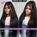 13x6 Full Frontal Human Hair Wig Kinky Straight Wig Transparent Lace PrePlucked Full 13x6 Lace 12A Virgin Human Hair Wigs Lemoda