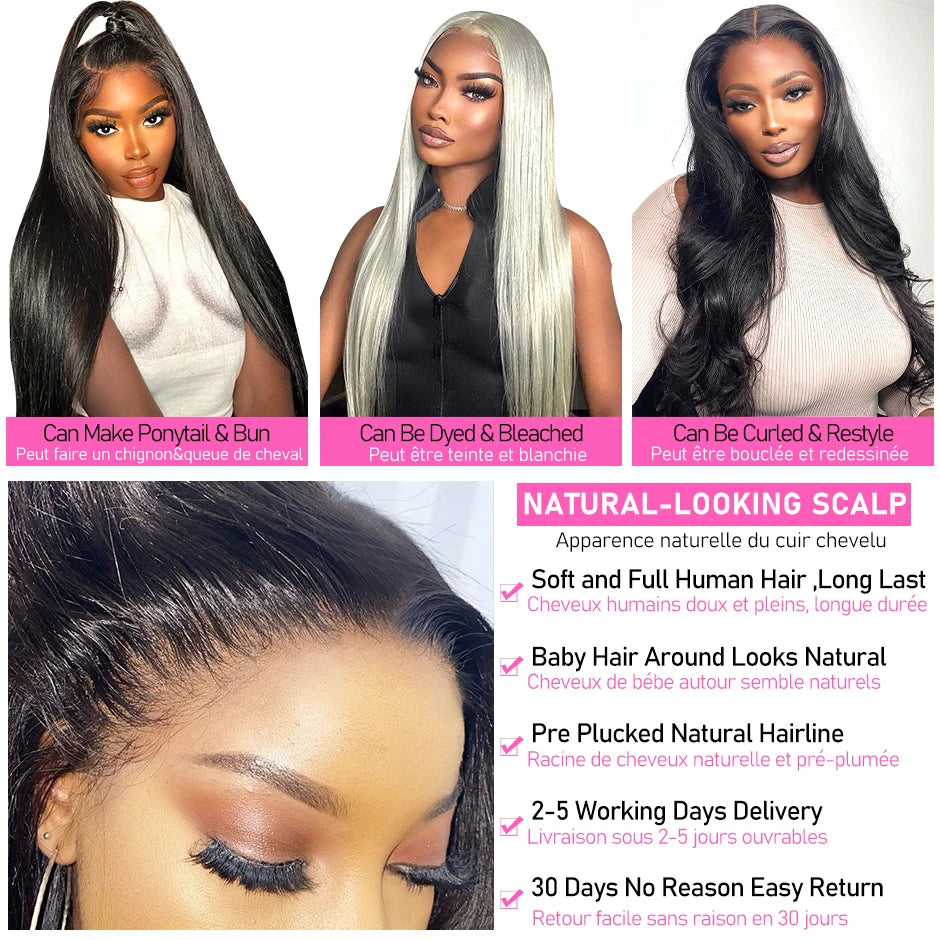 ISEE Hair 360 Glueless Wig Human Hair Ready To Wear Straight Glueless Preplucked Wear And Go Wigs HD full Lace Front Wigs PreCut
